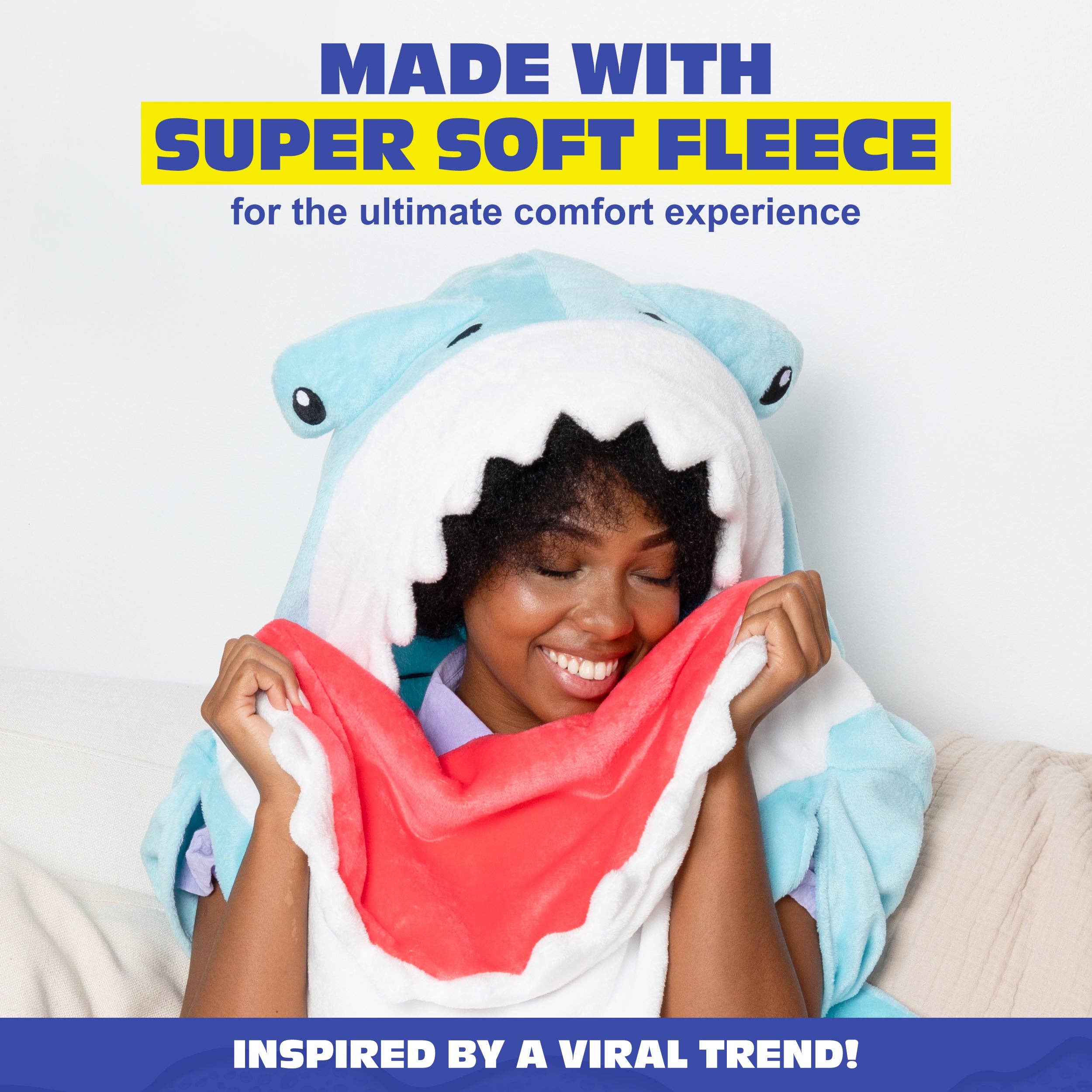 What Do You Meme - Wholesale Throw Blanket - Cozy Concepts Co. Hammerhead Shark Blanket With Sleeves for Hands Free Convenience3