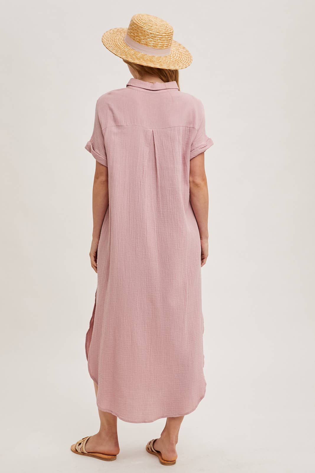 Bluivy - Wholesale Dress - Women's - BUTTON UP MAXI SHIRT DRESS WITH POCKET102