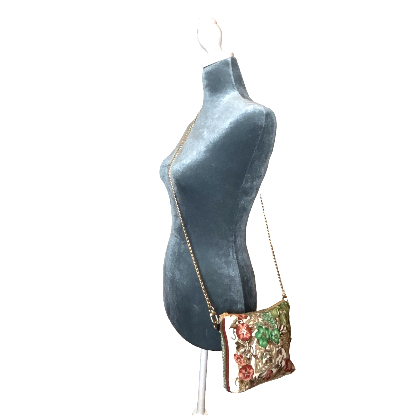 Vintage Luxe Up - Wholesale Crossbody Bag - Women's - Garden Trellis Vintage Silk Scarf Crossbody Bag3