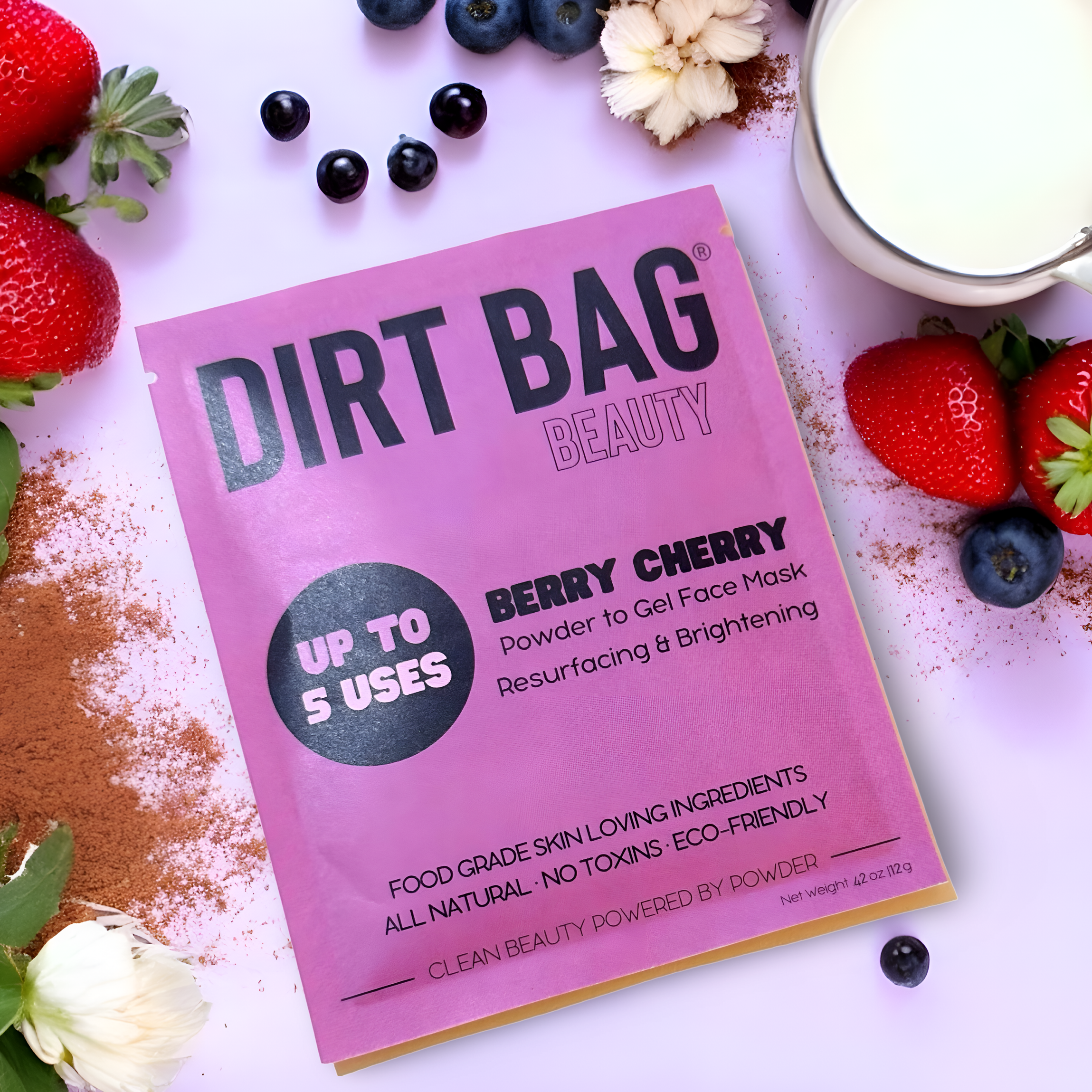 Dirt Bag Beauty - Wholesale Gezichtsmasker - Poeder-naar-gel gezichtsmasker Berry Cherry - Opnieuw egaliseren en verhelderen, geurvrij2