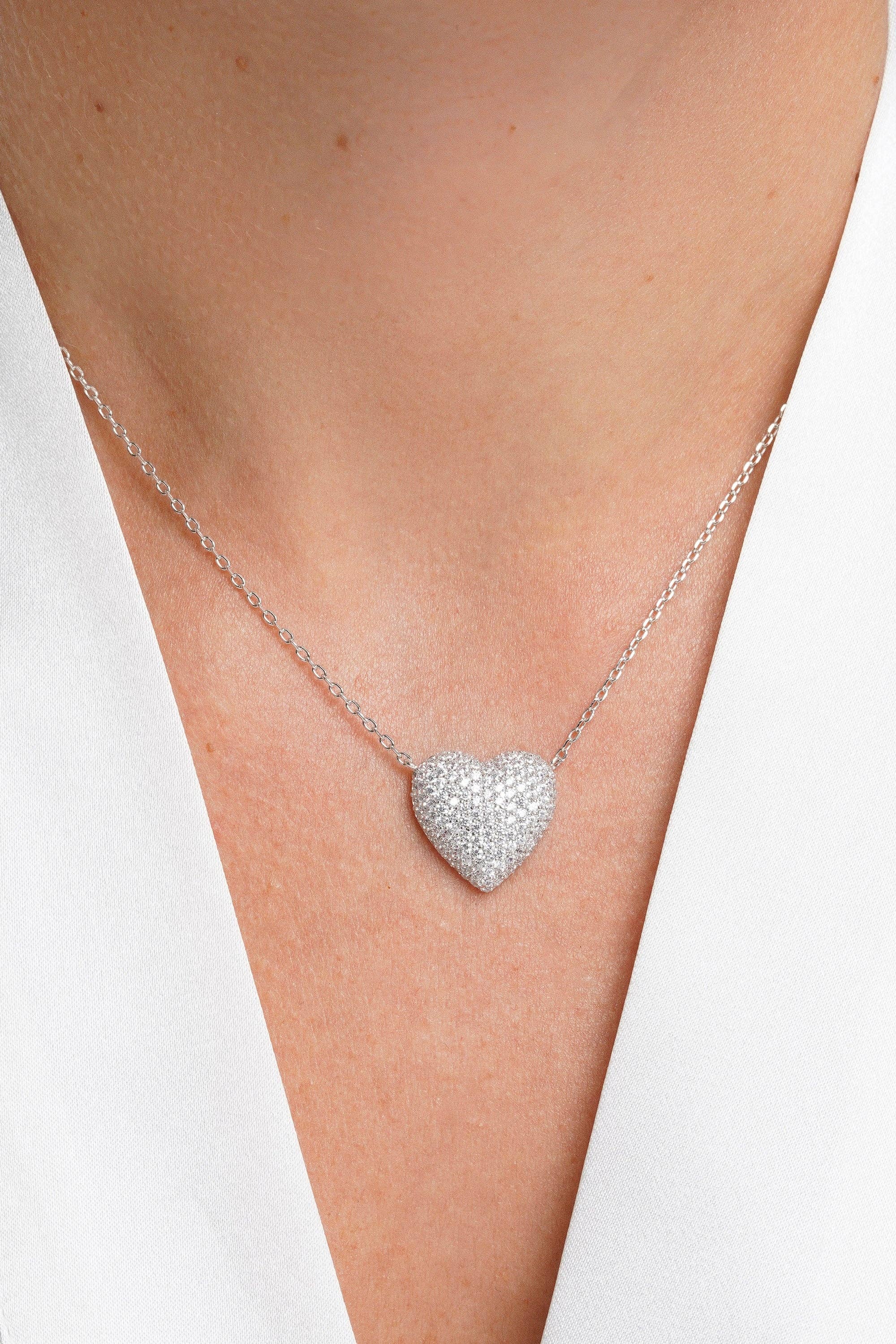 Itemporality - Wholesale Pendant/Charm Necklace - White pavé heart necklace1
