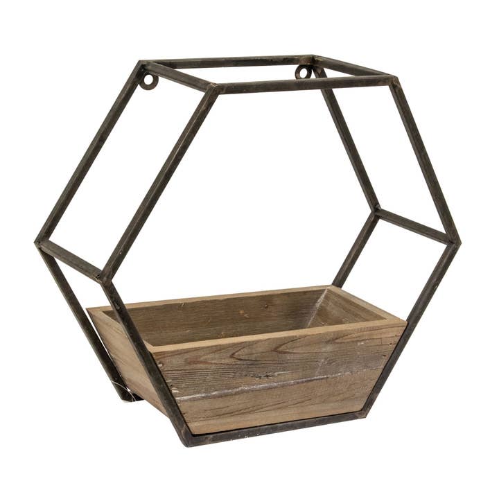 Col House Designs - Wholesale Wall Planter - Wood & Metal Hexagon Wall Planter