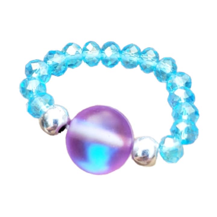 Anello da piede elasticizzato in vetro a sirena trasparente e cristallo blu acqua per la vendita all'ingrosso da parte di BESHEEK JEWELRY