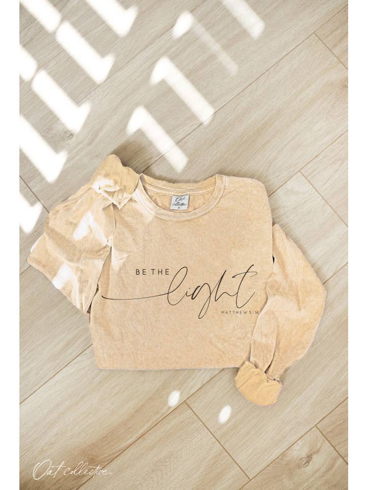 OAT COLLECTIVE - Wholesale Screen Printed T-Shirt - Women's - BE THE LIGHT Mineral Washed Long Sleeve Graphic 10