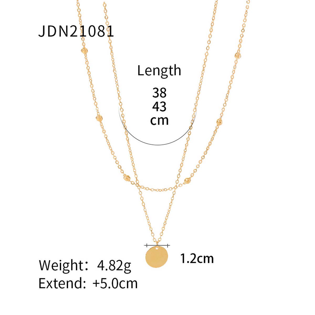 ACCITY - Wholesale Link & Chain Necklace - MULTILAYER GOLD PLATE STAINLESS STEEL NECKLACE_CWAJE06197