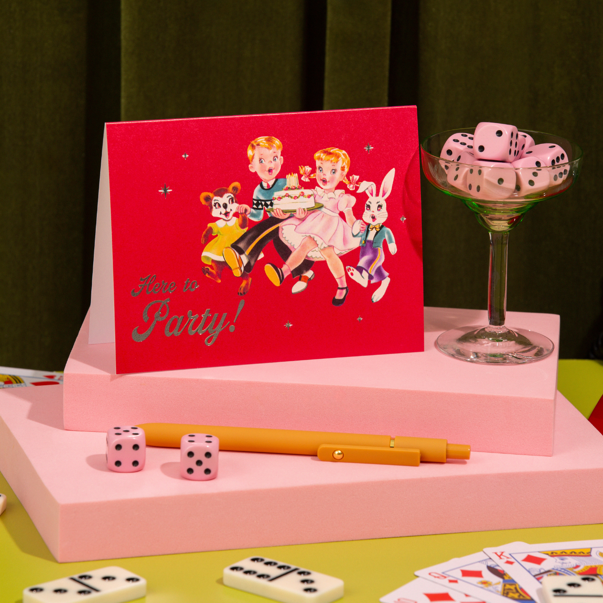 Lucky Goods Paper - Vendita all'ingrosso Biglietti di auguri - Qui per festeggiare! – Biglietto di compleanno in lamina1