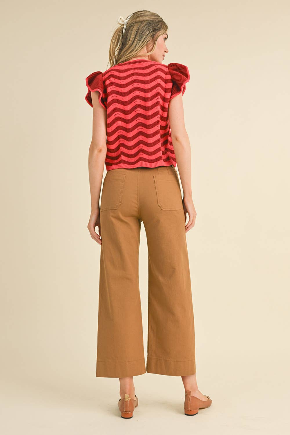 &MERCI - Wholesale Pants - Women's - HIGH WAIST CROPPED WIDE LEG PANTS MP330315