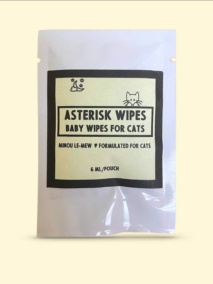 Asterisk Wipes | Lingettes d'hygiène botanique pour chats pour un toilettage en douceur par Minou Le-Mew pour la vente par Minou Le-Mew