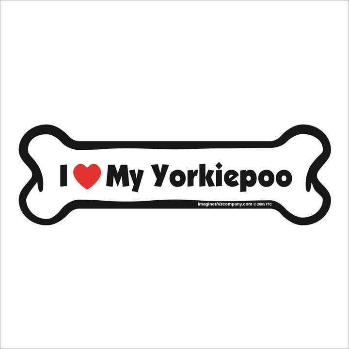 I Love My Yorkipoo - Bone Car Magnet for wholesale by Imagine This Company