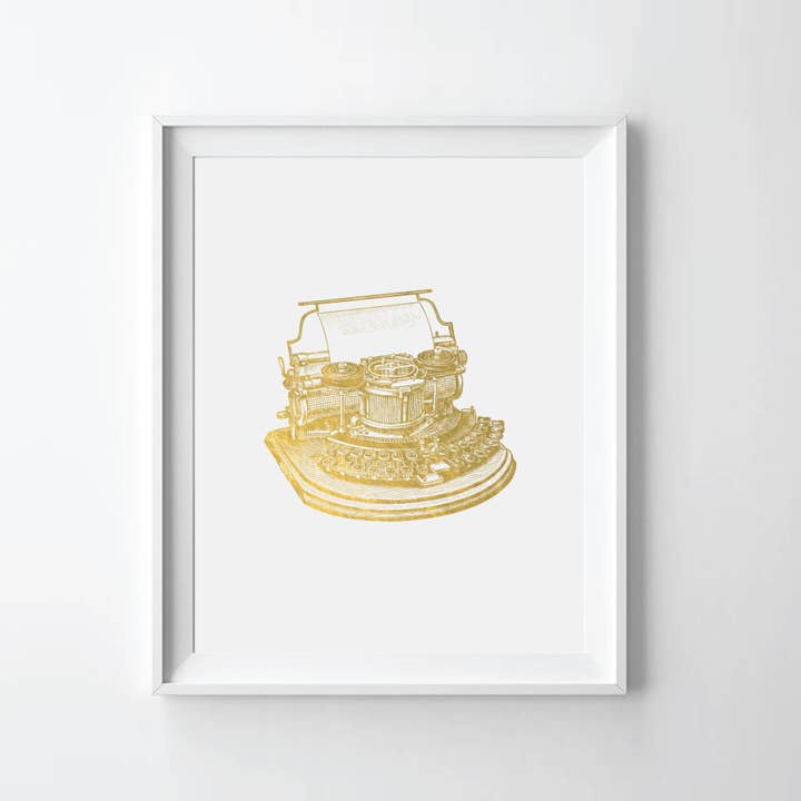 Impression d'art sur feuille dorée Vintage Machine à écrire IV pour la vente par Uyeno Miyoshi