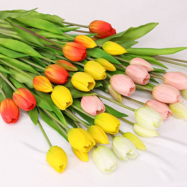 Angel Isabella - Wholesale Artificial Flowers - 16" Real Touch Lifelike Tulip-3 flowers 2 buds15