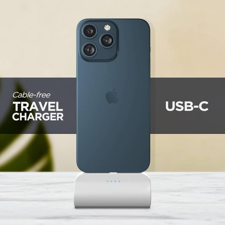 Infinite Basics - Wholesale Portable Charger - USB-C Battery Pack for iPhone 15 and 15 Pro Max - Fast Charging Type-C, Small Power Bank for Travel with Built-in Cable, 4000mAh (Fast Charging Enabled)5