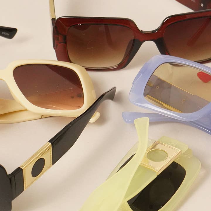 ASSORTED COLOR Retro Square Acetate Sunglasses for wholesale on Faire