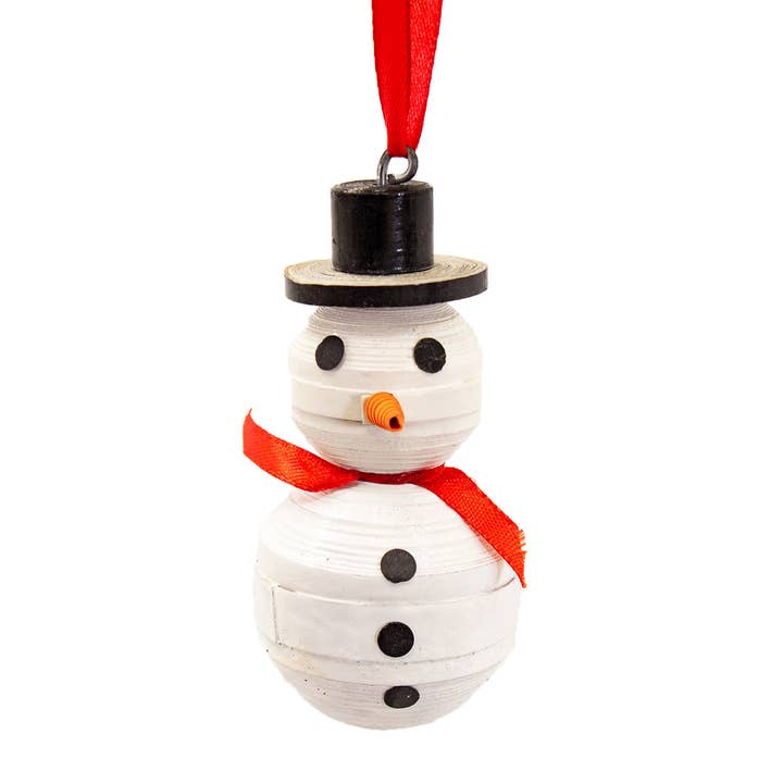 Global Crafts – Großhandel Verzierungs-Set – Schneemann-Ornament aus Pappmaché aus Haiti, 2 Stück