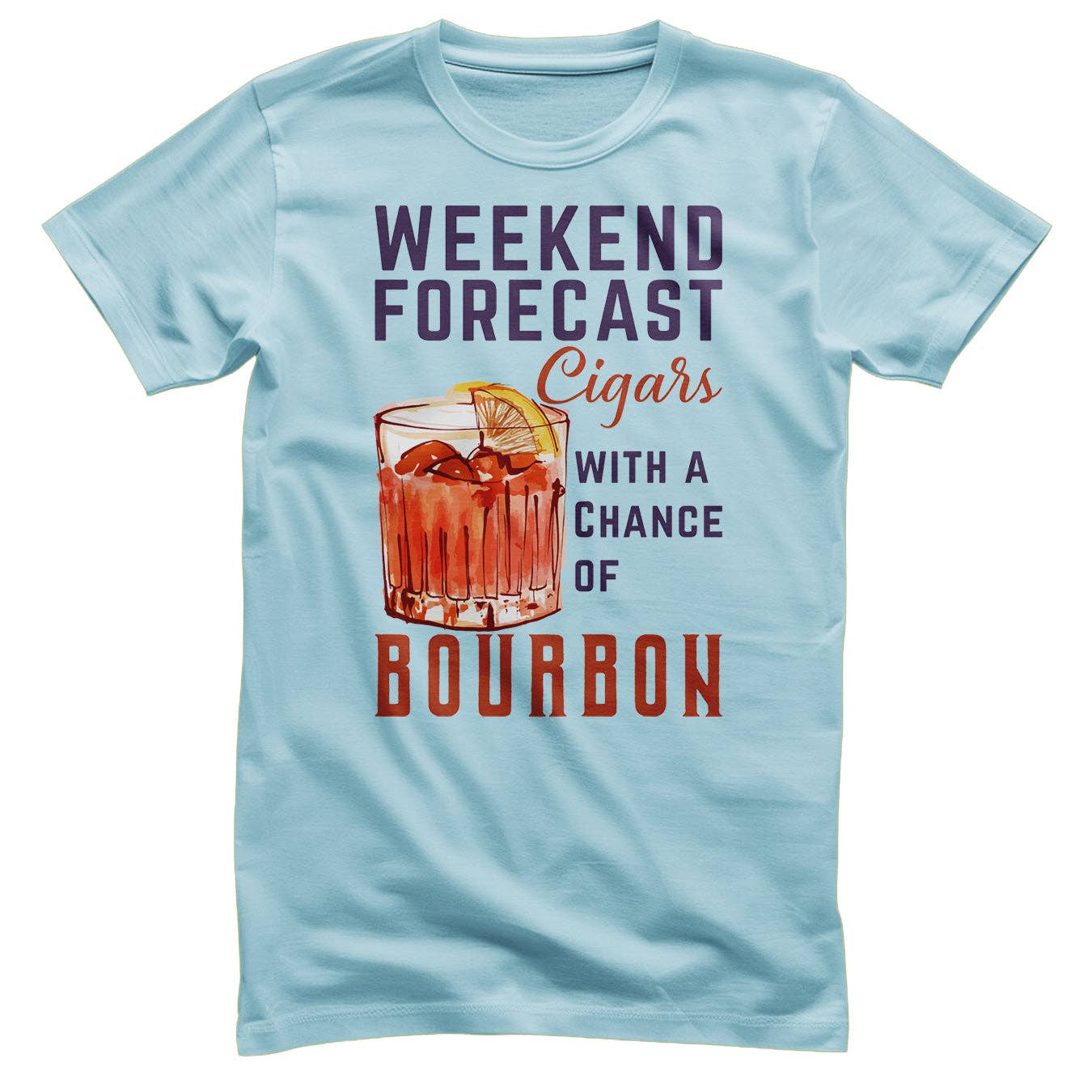 Hybris Production AB - Wholesale Screen Printed T-Shirt - Unisex - Weekend Forecast - Cigars & Bourbon T-Shirt1