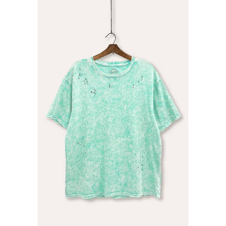 VINTAGE POINT USA - Wholesale T-shirt (graphic) – women's - BLANK MINERAL WASH LASER CUT PLAIN T-SHIRT5