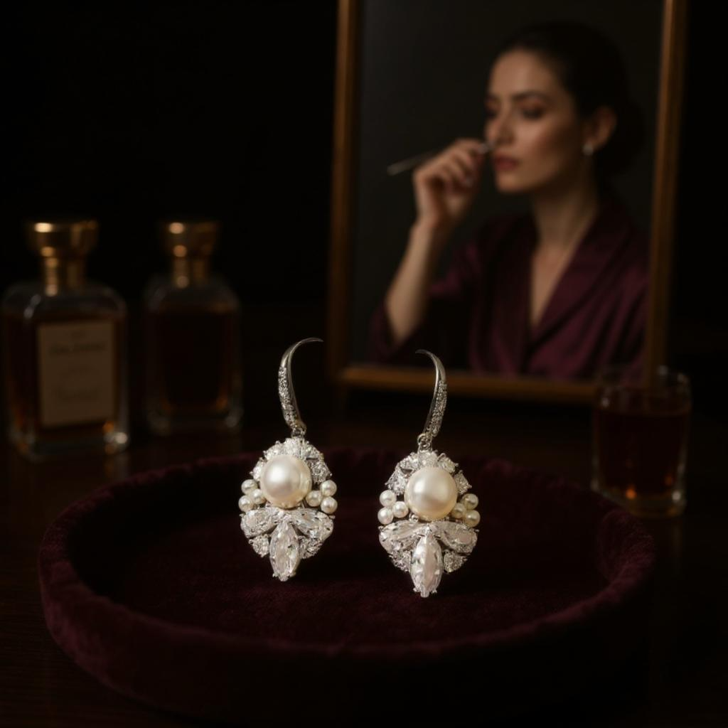 Athena Bridal Jewellery - Vente Boucles d'oreilles pendantes - COLLECTION CZ - BOUCLES D'OREILLES VINTAGE ALLUE - ARGENT CZER8094