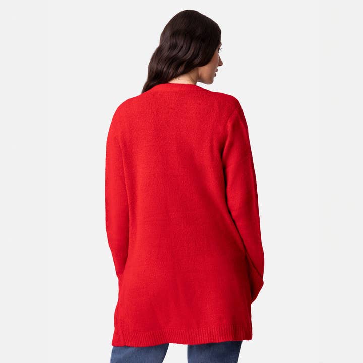 Red Blessed Sweater Knit Cardigan for wholesale on Faire