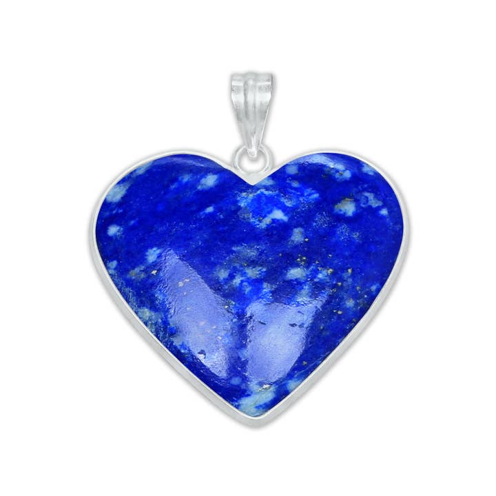 Handmade Jewels - Wholesale Individual charm/pendant - Lapis Lazuli Heart Pendants - Silver Plated, Mixed Sizes, Simple Works11