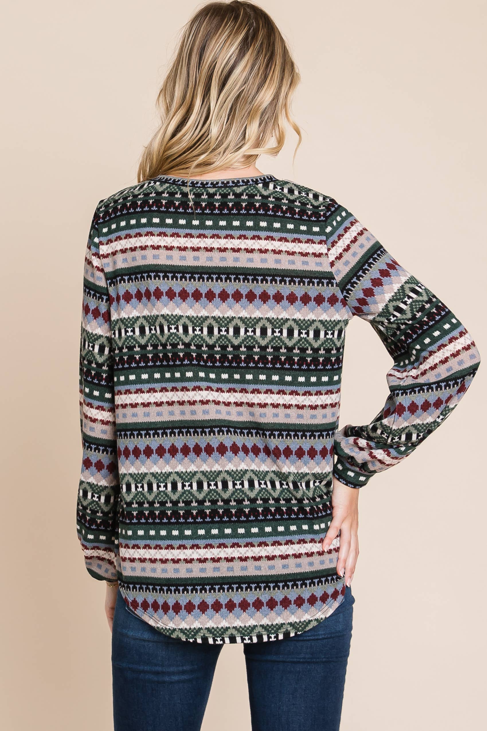 BOMBOM - Wholesale Knit Sweater - Women's - TL1699 AZTEC MIDWEIGHT SWEATER2