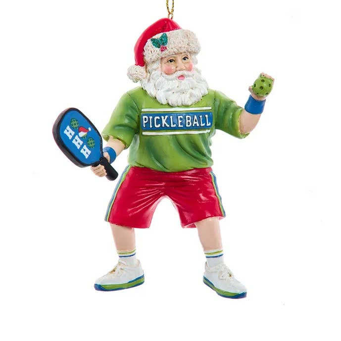 4.75" Resin Pickleball Santa Ornament for wholesale by Kurt S. Adler, Inc.