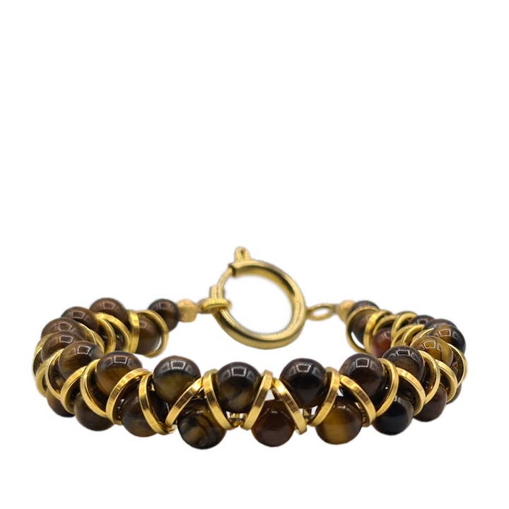 Brassard Taboo Metal & Stone, marron/doré pour la vente par TABOO Sieraden