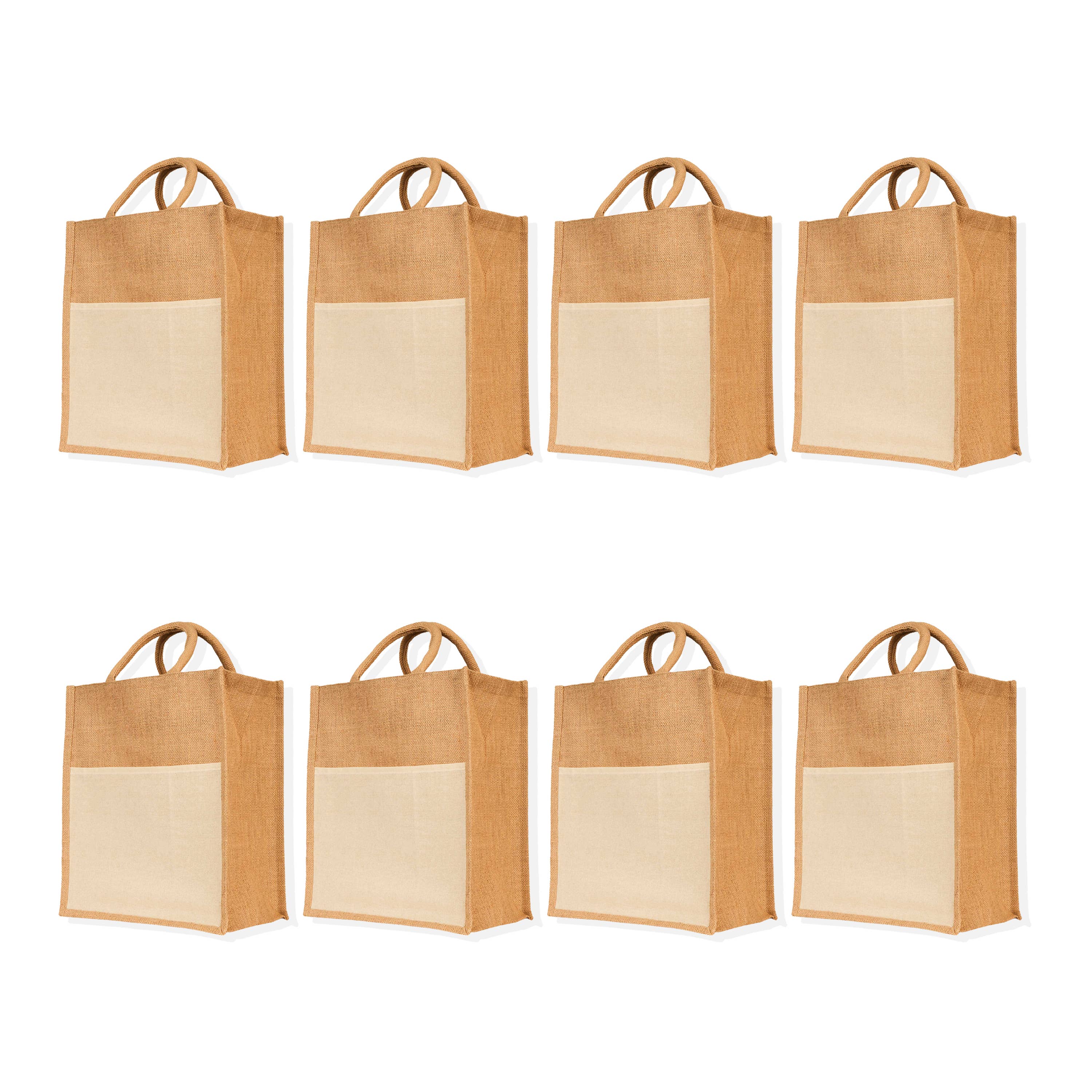 ecojutebags – wholesale Grocery/shopping bag – Pack 8 Jute Shopping Tote Bags 10"x10"x7" Travel & Shopping0