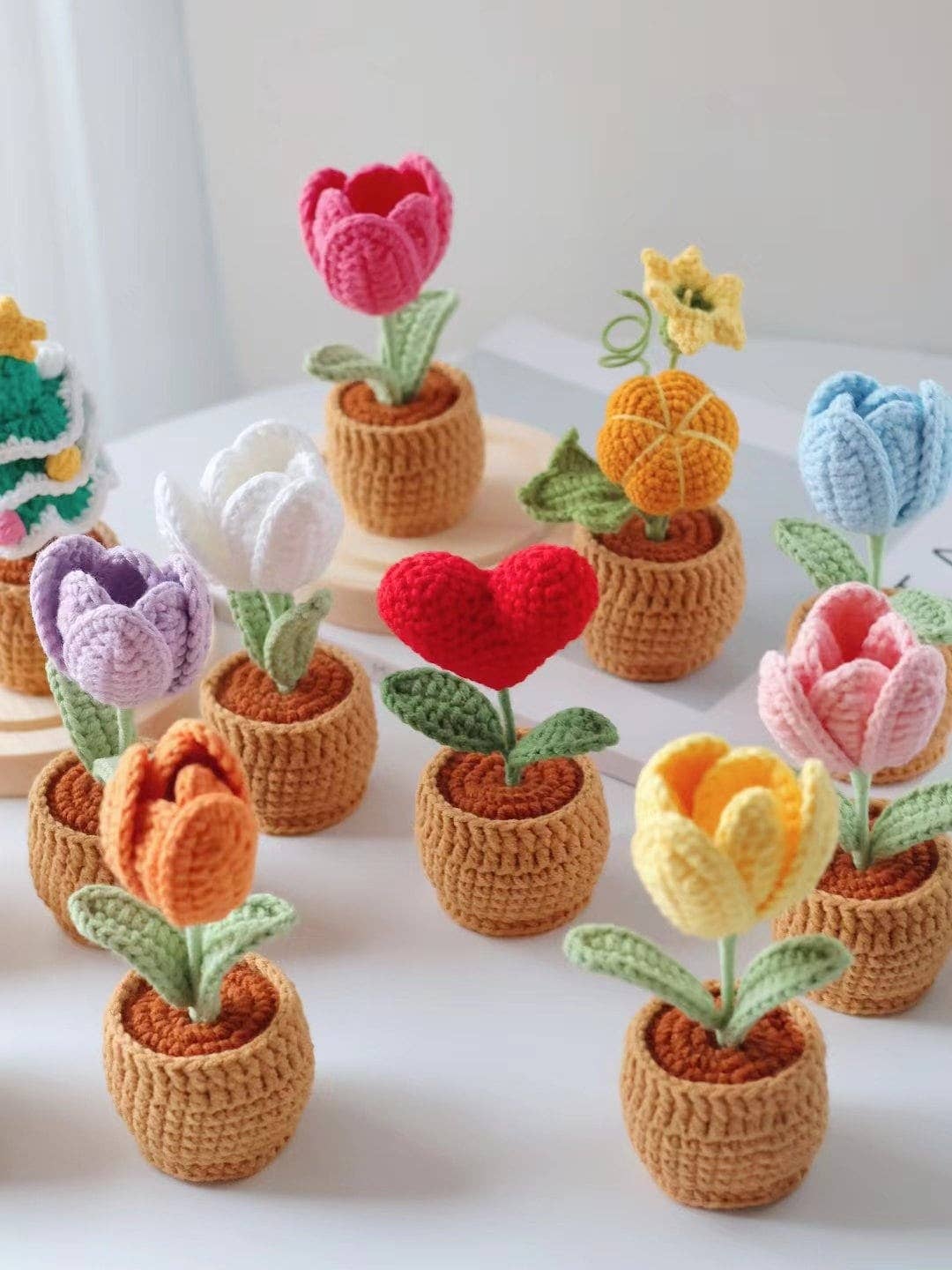 Anh2 LTD - Wholesale Decorative Tabletop Object - Crochet Flower Plant Pot, Office Desk Decor, Home Decoration6