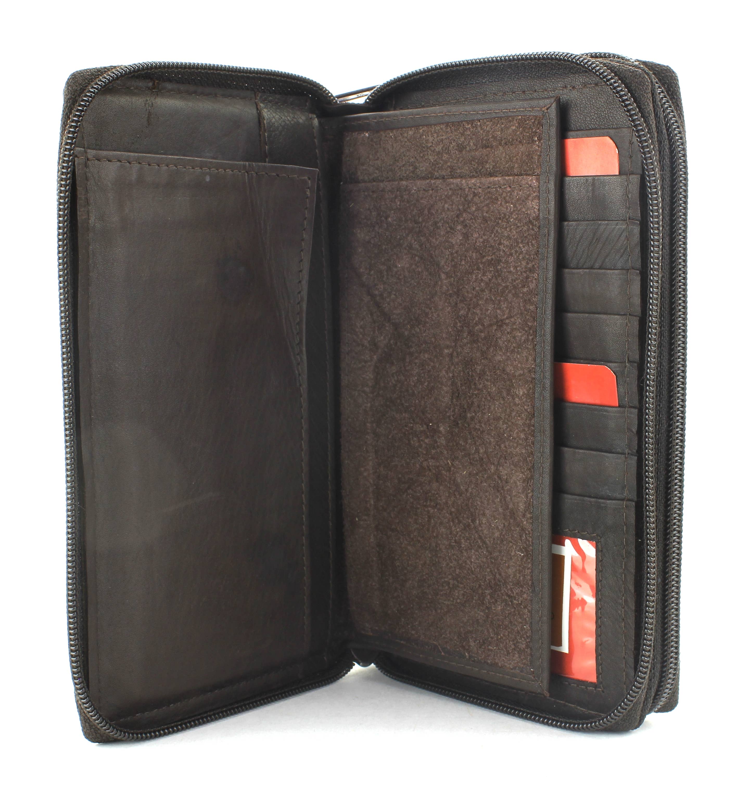 Leather Impressions Inc - Wholesale Wallet - Women's - Double Zipper Women's Clutch 155856