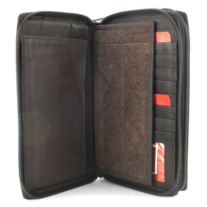 Leather Impressions Inc - Wholesale Wallet - Women's - Double Zipper Women's Clutch 155856