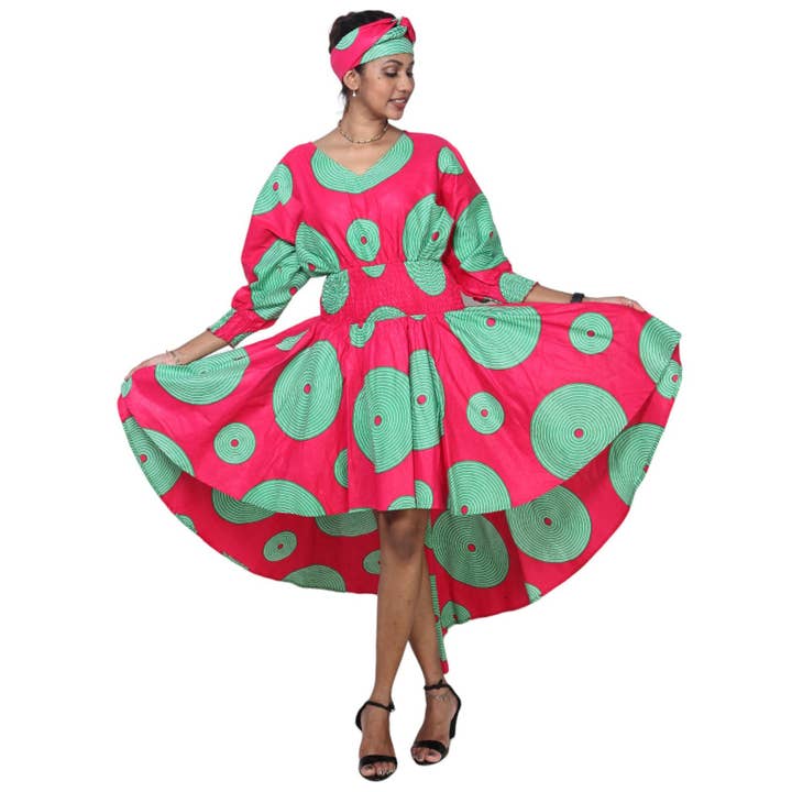 Women's Cinched Waist High Low Midi Dress -- FI-3137 for wholesale by African Stars