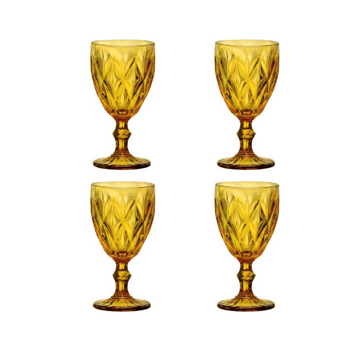 Coloured Wine Glasses in Yellow (Set of 4) for wholesale by Qube Luxe by Debbie Marks