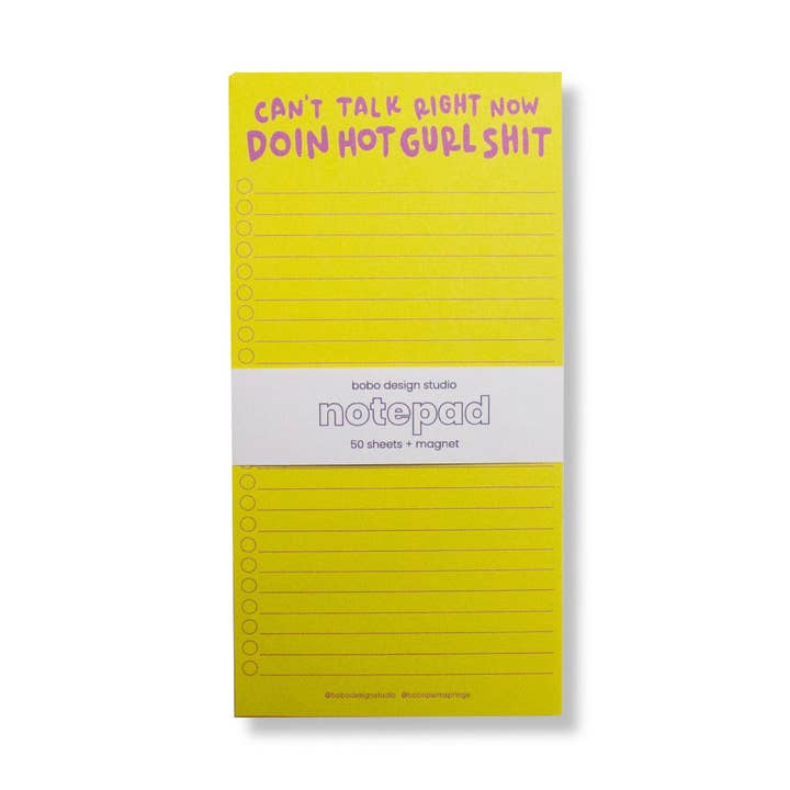 Doing Hot Girl Shit- Long Notepad with Magnet for wholesale by Bobo Design Studio