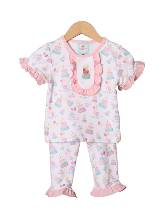 French Knot Happy Birthday Short Sleeve Pajamas for wholesale by The Smocked Flamingo