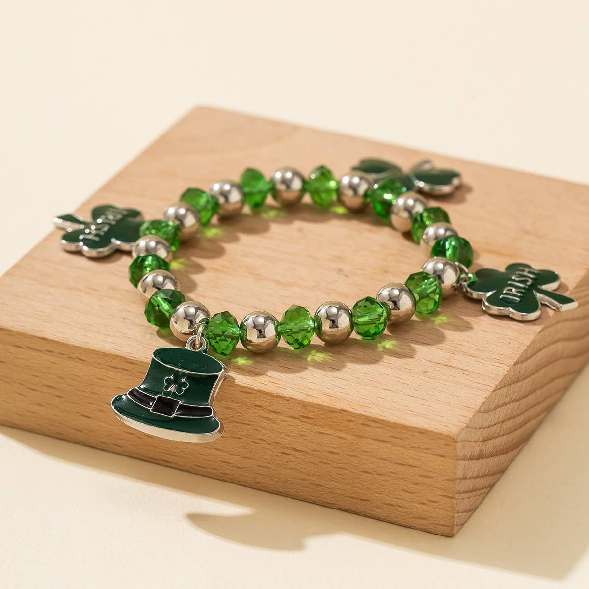 ACCITY - Wholesale Beaded Bracelet - MULTI-LEAF CLOVER LETTER SIMPLE BEADED BRACELET_CWAJE14756