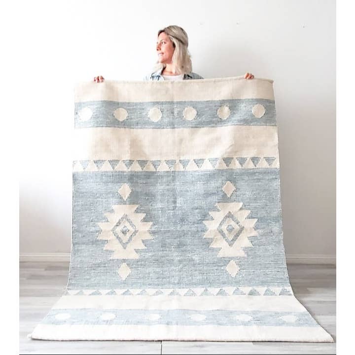 Tapis Kilim tissé à la main Nile Blue pour la vente par Mumo Toronto Inc