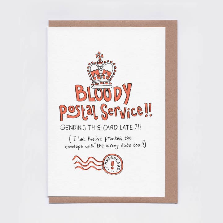 Carte de retard Bloody Postal Service | Anniversaire tardif pour la vente par The Curious Pancake