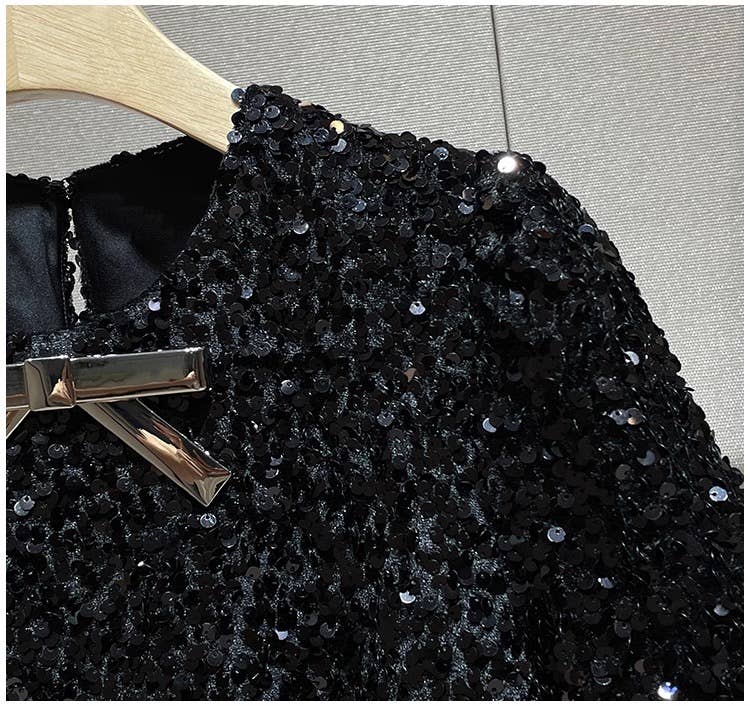 Zwart DR856Y Elegante Pailletten Korte Mouw Aansluitende Jurk voor Vrouwen 20 voor groothandel op Faire3