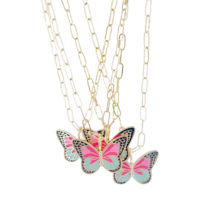 Colar borboleta rosa por atacado de Wrapped. By Sav