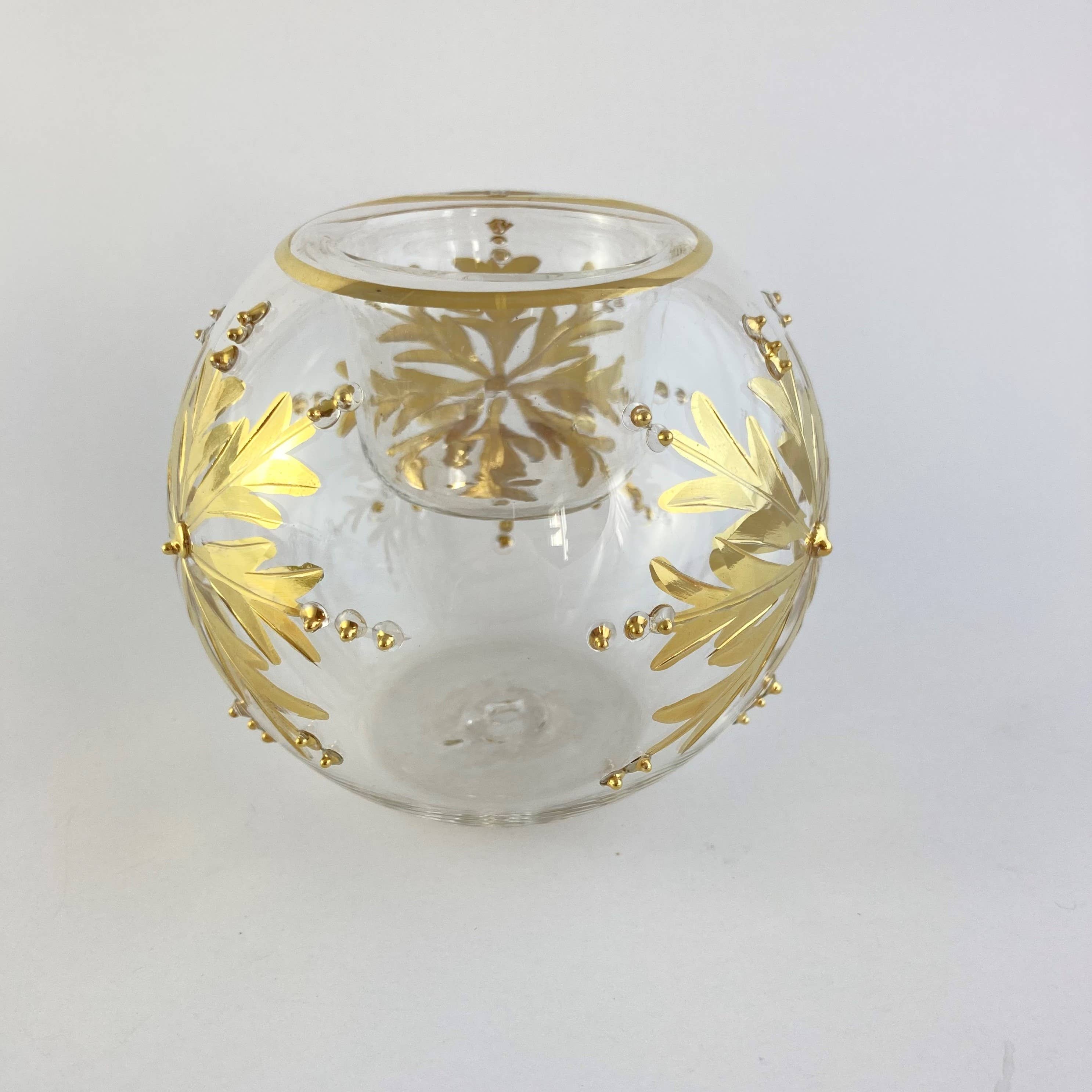 Dandarah (Ships from Canada) - Wholesale Candle Holder - Blown Glass Candle Holder - Gold Snow Flake3
