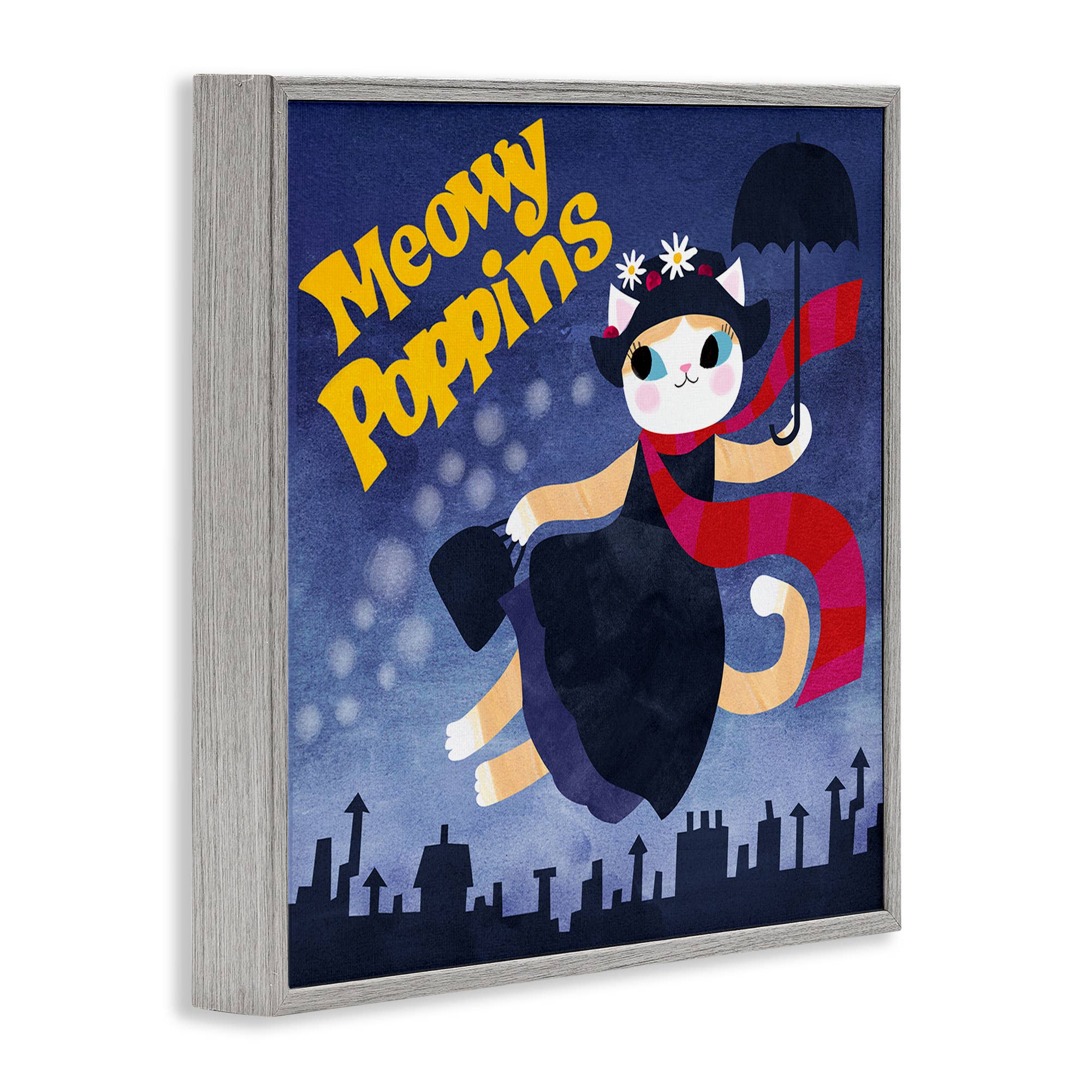 Stupell Industries - Wholesale Wall Sign - Meowy Poppins Cat Parody - Framed Wall Art14