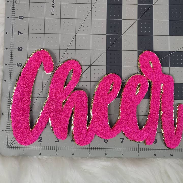Scratch Decor - Wholesale Patch - Large Cursive Cheer Chenille Iron-on Patch