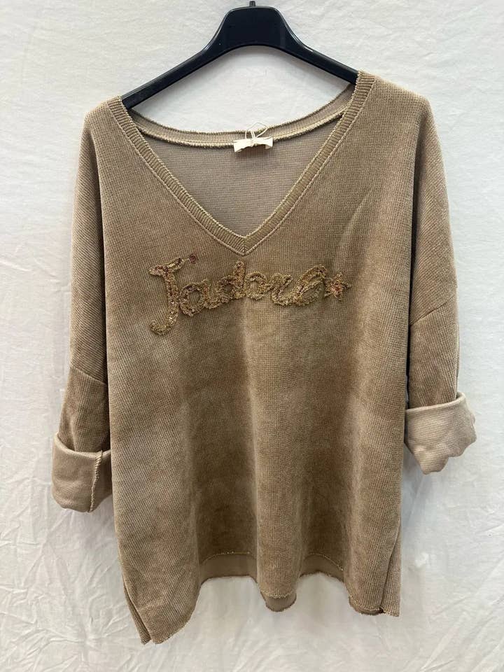 Mimi & Gogo - Wholesale Sweatshirt - Women's - Velvet Sweatshirt I love @4589_HVJadore3