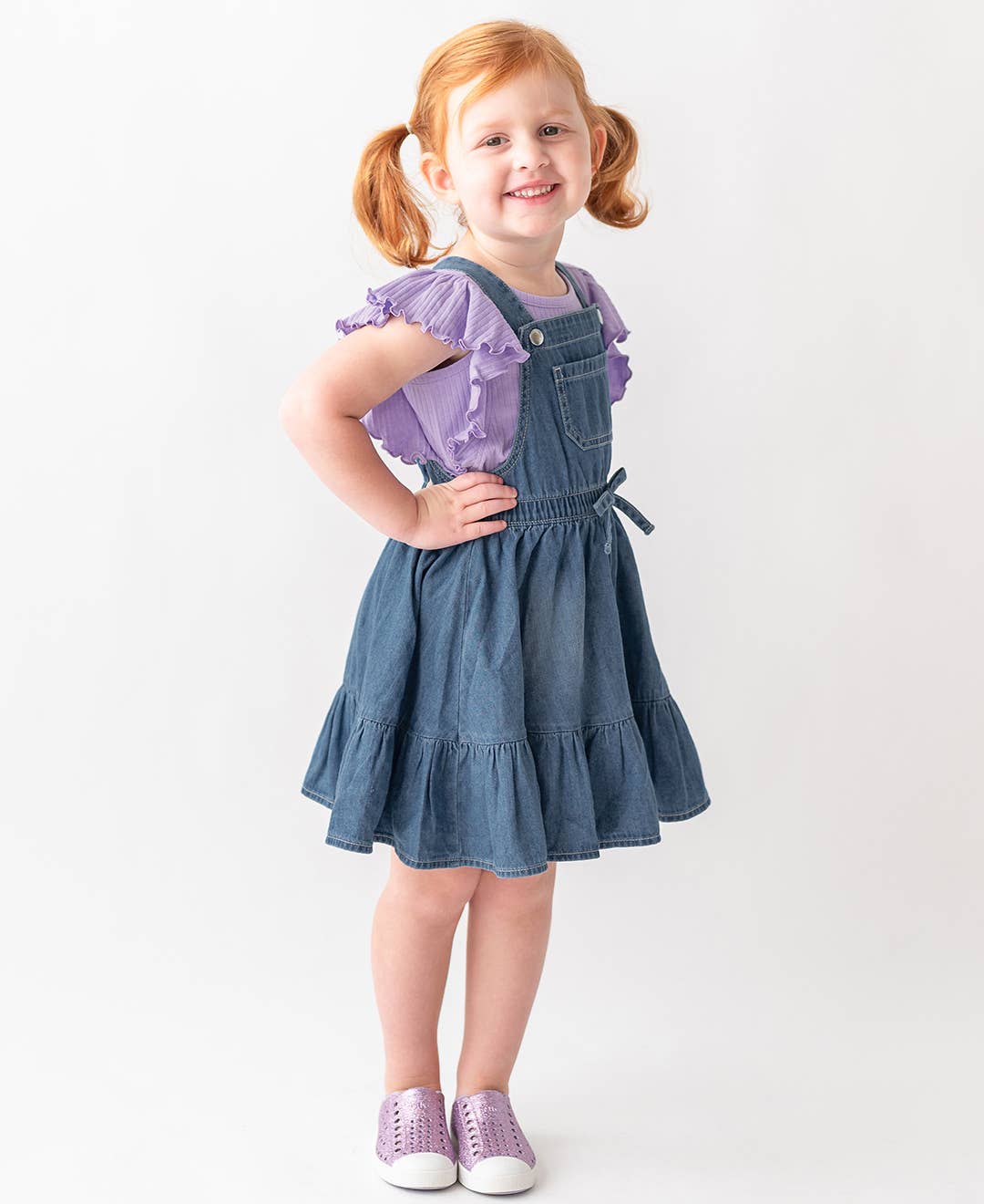 Blue Girls Light Wash Denim Overall Jumper Dress
for wholesale on Faire