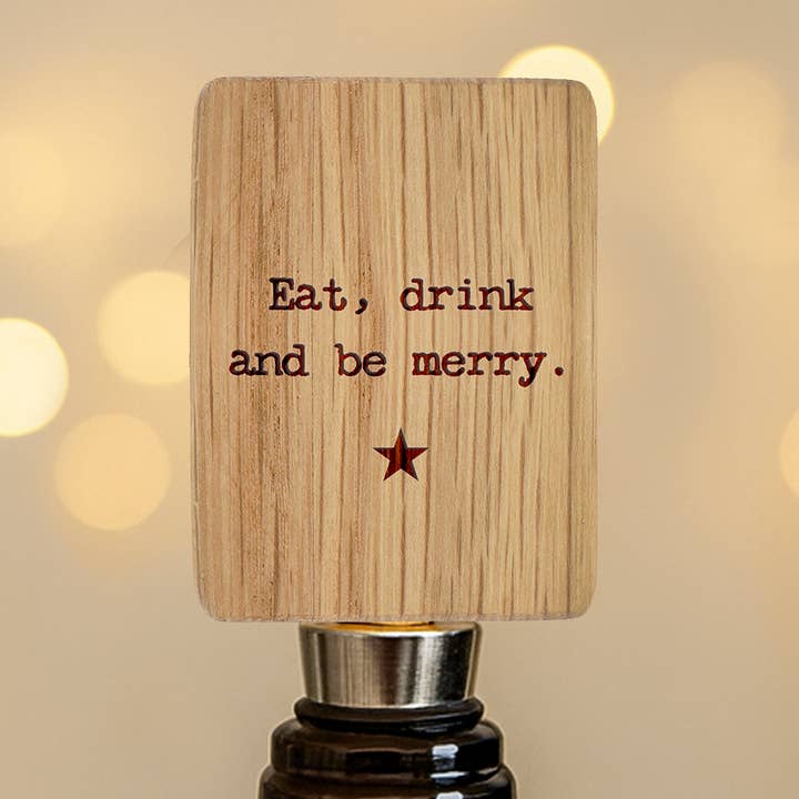 Tampa Retangular de Garrafa de Carvalho "Coma, Beba e Seja Feliz" por atacado de CGB Giftware