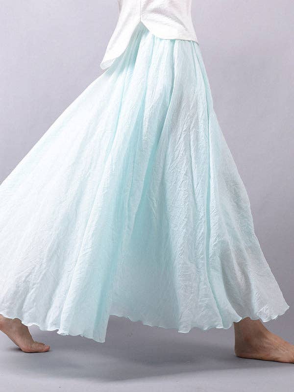 StyleGalX - Vente Jupe – femme - Jupes décontractées trapèze de couleur unie à taille élastique19