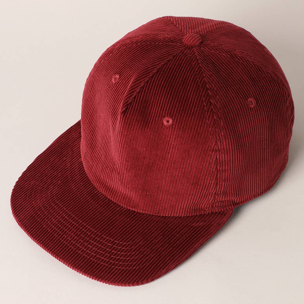 Fashion City – wholesale Baseball cap – Women's – Plain Corduroy Flat Brim Snapback Cap Baseball Hat6