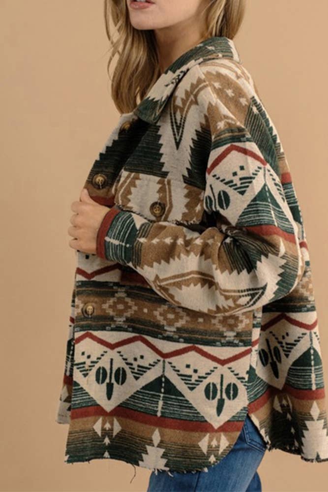 UNISHE - Wholesale Jacket - Women's - Thickened Vintage Western Aztec Print Jacket OZX1134
