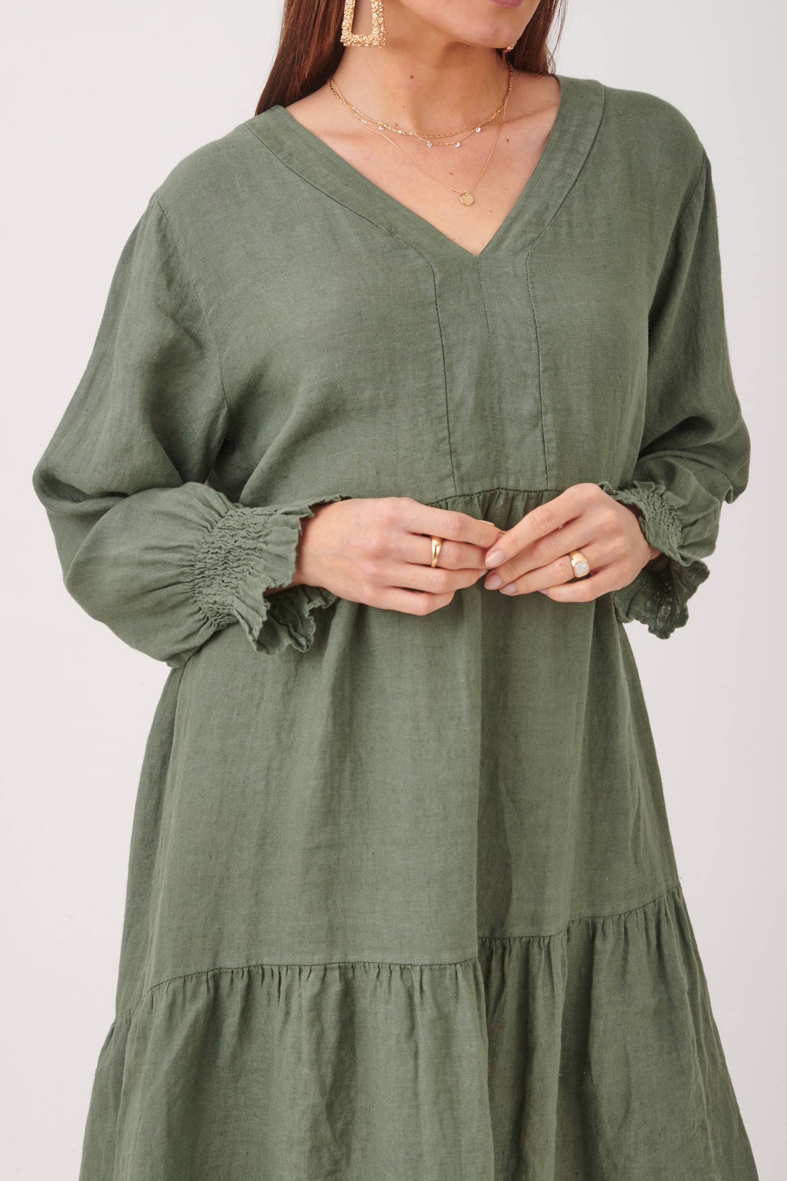 ORNELLA PARIS - Wholesale Dress - Women's - LEL-R5223 linen dress8