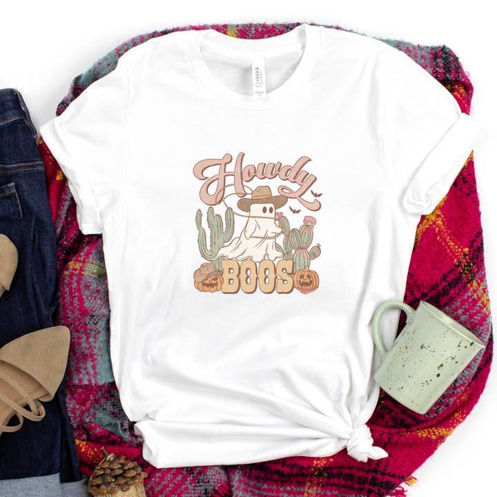 Howdy Boos Womens' Halloween Shirt Sizes S-2XL for wholesale by Shine Thrive Grow